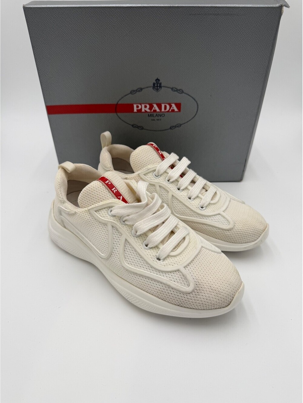 Prada Americas Cup Sneakers White Womens Size 6/36